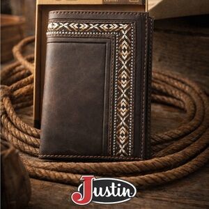 Justin Boots Dark Brown Leather Rodeo Wallet